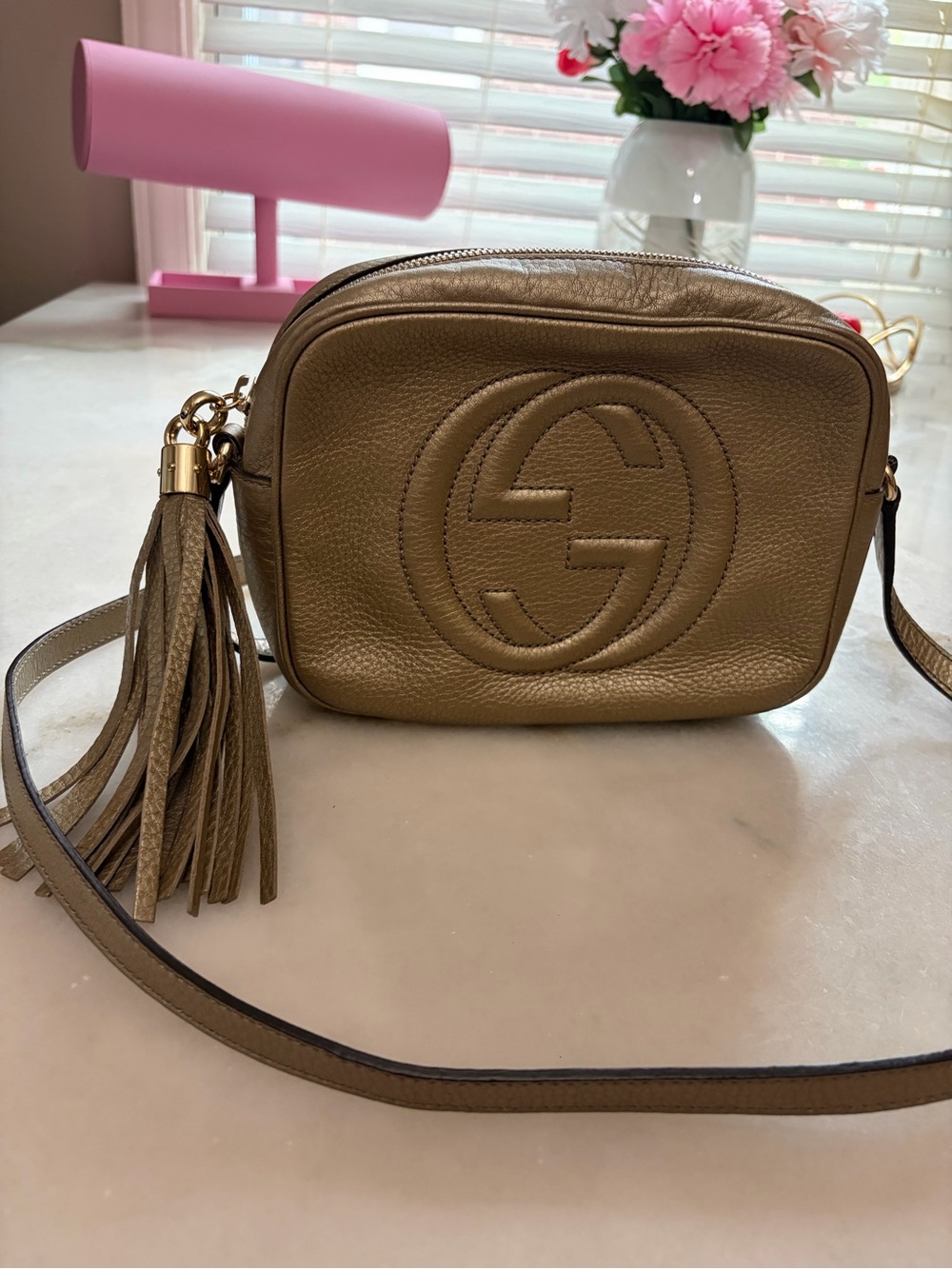 Gucci Metallic Gold Soho Disco Crossbody with Tassel